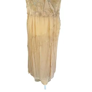 Nataya NWT Gold Embroidered Chiffon Maxi Dress L Edwardian Wedding Fairycore thumbnail 3