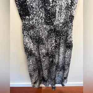 Ramy Brook Audrey Smocked Midi Silk Dress Black and White Print Sz S‎ thumbnail 4