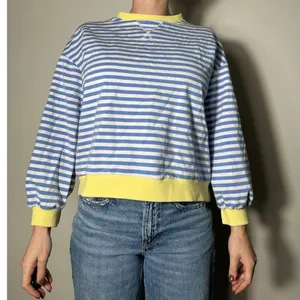 Blue White Striped Preppy Crewneck Size M thumbnail 2