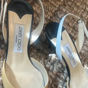Jimmy Choo Cream Multi-Toned Patent Leather Slingback Heels Size 37.5 thumbnail 3