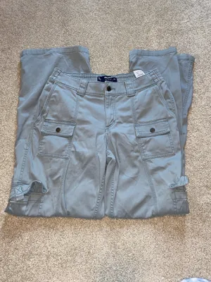 Hollister Women's Low-Rise 4-Pocket Cargo Baggy Pants For Blue Grey thumbnail 5