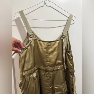 Love The Label Anthropologie Sleeveless Utility Satin Green Midi Dress Size‎ XS thumbnail 6
