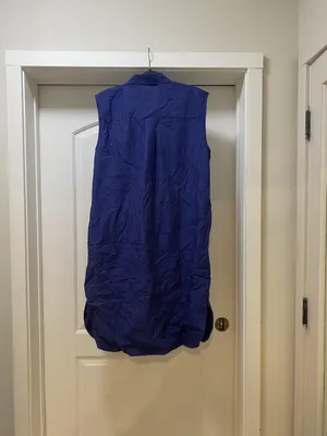 Banana Republic Shirt Dress Womens Large Blue Stripe Sleeveless Collared thumbnail 4