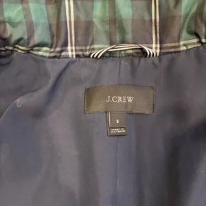 J. Crew Womens Puffer Jacket Size Small Green Tartan Plaid Zip Front (NO BELT) thumbnail 5