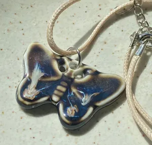 Handmade ceramic butterfly boho chic cute necklace 🦋🤎 thumbnail 3