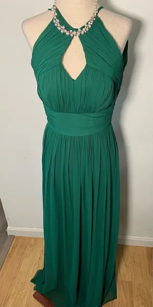Green bridal dress made of honor size 0 by dessy collection thumbnail 1
