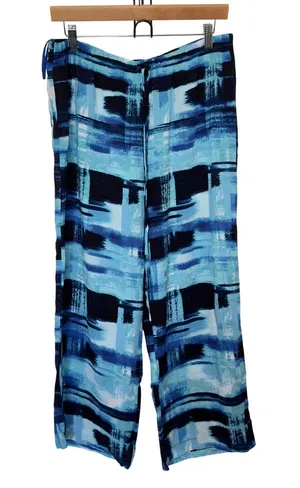Natori Women’s Medium Blue Abstract Pattern Lounge‎ Casual Pants Resortwear thumbnail 1