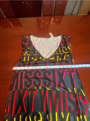 Vintage Miss Sixty Logo Print Sleeveless V-Neck Dress Made In Italy Sz S Y2K thumbnail 5