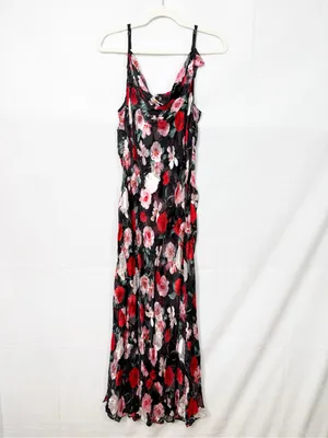 Victoria’s Secret Atelier Noir Burnout Satin Silk Plunge Gown Maxi Slip Chemise thumbnail 3