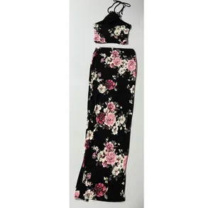 Black Pink ‘Fame Time’ Floral Maxi Skirt and Crop Top Matching Set Coords Size S 🌸✨ thumbnail 5