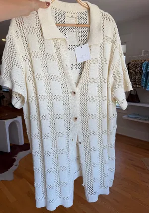 Crochet short sleeve button down Size s/m thumbnail 1