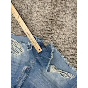 NWT BBJ Denim Shorts Womens 7/28 Glitter Distressed Ripped Cut Off High Rise thumbnail 6