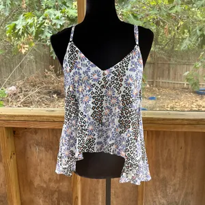 Free People Sweet Meadow Cami Blue & Brown Beaded Size M thumbnail 3