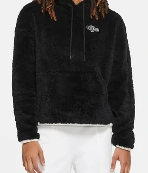 Nike Fleece Teddy Black Hoodie Sweatshirt Women’s Small thumbnail 1