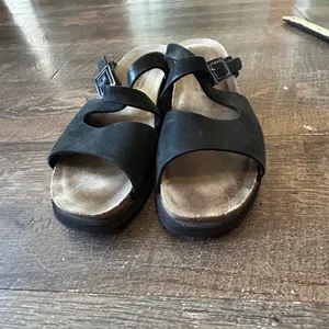 Mephisto Hannel Black Nubuck Leather Cork Footbed Slide Sandals Womens 38 thumbnail 3