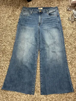 Kut from the Kloth Ryan Fab Ab Super Wide Leg Blue Jeans Size 12 thumbnail 3