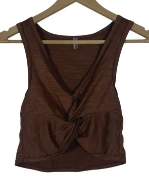 Free People Movement Twist Front Heathered Crop Tank Top Brown Sporty Size S thumbnail 1
