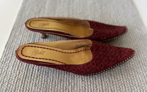 J. Jill Burgundy Textured Pointed Toe Slip-On Kitten Heels Mules 8.5 thumbnail 1