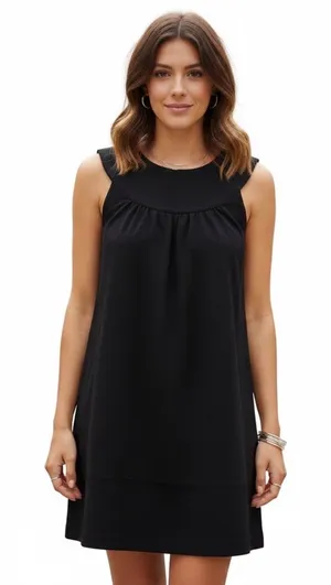 BB Dakota Nordstrom Retro Black Wool Shift Sleeveless Mini Dress Round Collar M thumbnail 1