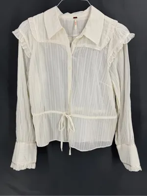 Free People Solid Daybreak Cottage Dainty Classic Blouse in Optic White thumbnail 4