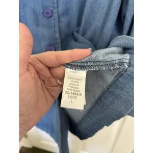 Woman Within Chambray Denim Cotton Chore Jacket Size 18/20 Pockets Barn Coat thumbnail 7