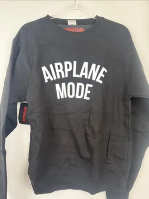 Departure Airplane Mode Crewneck Sweatshirt in Black & White Size Small NWT thumbnail 4