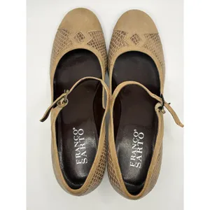 Franco Sarto Womens Mary Jane Pumps Tan Suede Snakeskin Embossed Heel Size 7M thumbnail 2