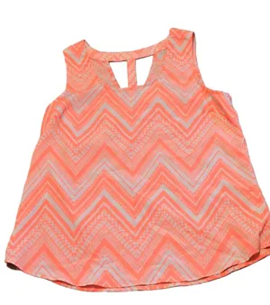 Skies Are Blue Neon Coral Aztec Print Tank Blouse Size Medium thumbnail 1