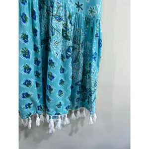 Poupette St Barth Blue Tassel‎ Cover Up Mini Dress Size Medium thumbnail 6