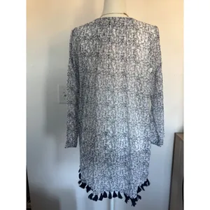 Roller Rabbit Womens XS Blue White‎ Floral Cotton Tunic Top Coastal Preppy thumbnail 2