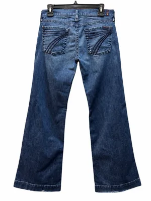 7 For All Mankind Dojo Jeans Women's 29 Low Rise Flare Dark Blue Vintage Y2K thumbnail 2