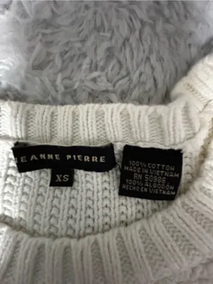 Jeanne Pierre Ivory Fisherman’s Cable Knit pullover sweater thumbnail 7