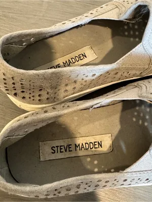 Steve Madden Shoes Womens 7.5 Odonna Loafer Gray Perforated Casual Comfort Flats thumbnail 5