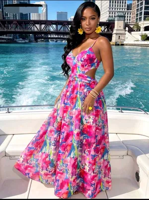 Women’s elegant floral maxi dress thumbnail 2