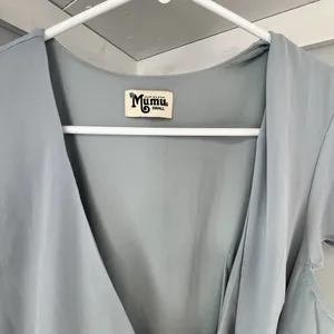 Show Me Your Mumu Noelle Flutter Wrap Dress‎ Dusty Blue Size Small thumbnail 4