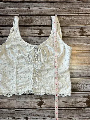 Abercrombie & Fitch Fairycore White Eyelet Lace-Up Crop Top Size XS thumbnail 6