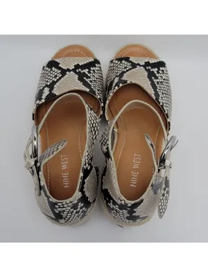 Nine West Adell Snakeskin Espadrille Wedge Heel Ankle Strap Sandals Size 7.5 thumbnail 4