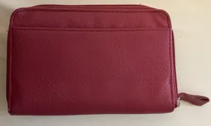 Pink long wallet with snap and zippers lots of compartments with card holder thumbnail 2