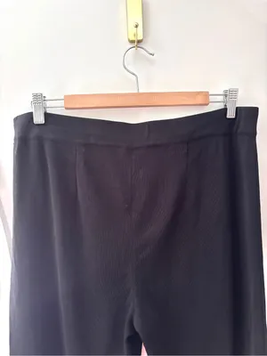 MISOOK Black Classic Knit Pull On Wide Leg Pants Womens L Petite Minimalist Chic thumbnail 5