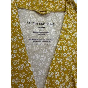 Bamboo Wrap Robe Little Bum Bums Sz Medium‎ Mustard Yellow Floral Belted Lounge thumbnail 5