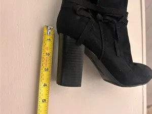 Christian Siriano Black Suede Block Heel Ankle Boots with Side Zip 6 thumbnail 2