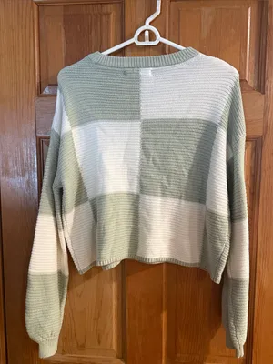 NWOT Moon & Madison green /white checkered sweater size small . thumbnail 6