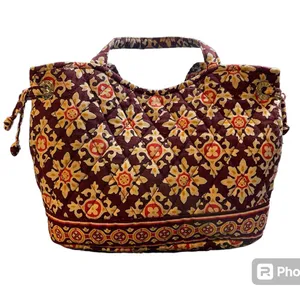 VERA BRADLEY Small Handbag Purse Brown/Beige/Red Print Quilted Cotton thumbnail 3