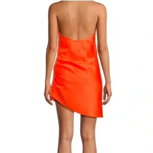Gianni Bini Peyton Satin Mini Draped Sheath Dress Women's Size 2 Mandarin Orange thumbnail 2