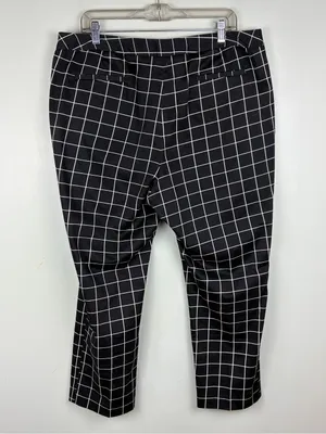 AMAMDA & CHELSEA Black & White Windowpane Grid Capris Pants Flat Front Size 16W thumbnail 3