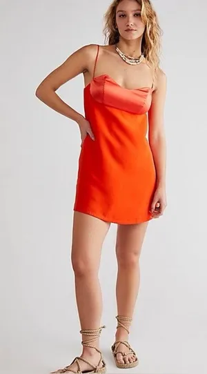 Free People Mila Mini Dress in Tiger Lily thumbnail 1