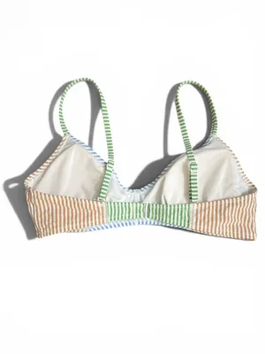 Aerie Colorblock Striped Scoop Bikini Swim Top Size Small Multicolor Textured thumbnail 15