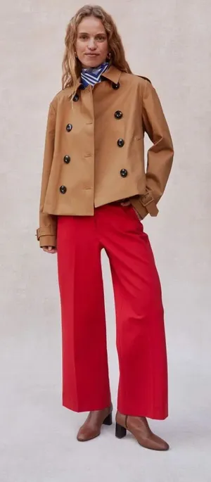 Boden Red Ponte Knit Wide Leg High Rise Career Dress Pants Size 4R thumbnail 1