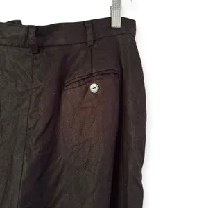 Ralph Lauren Black 100% Linen Pleated Straight Leg Lined Pants Women’s Size 10 thumbnail 4