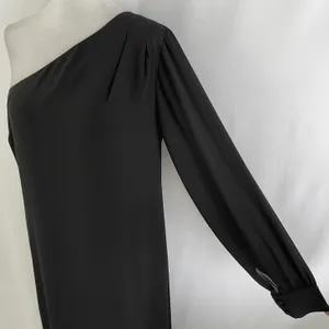 New Krisa One Sleeve Maxi One Shoulder Long Sleeve Side Slit Dress Black Size XS thumbnail 8